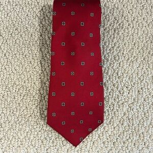 Christian Dior Men's Elegant Red Patterned Silk Tie - 3" Thick